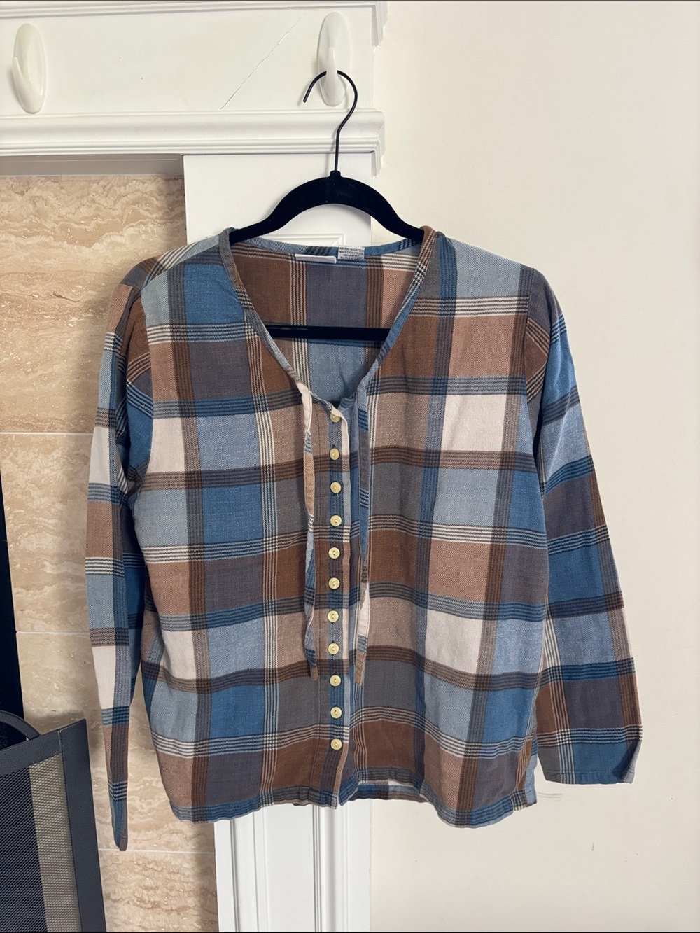 Newport News Blue & Brown Plaid Shirt